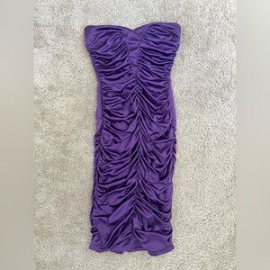 Ruby Rox Strapless Ruched Purple Dress